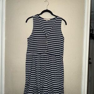 LOFT Navy and White Striped Dress